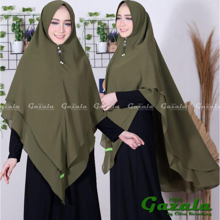 terlaris khimar ceruty double layer model v shape lancip segitiga softpad antem bahan ceruty babydol