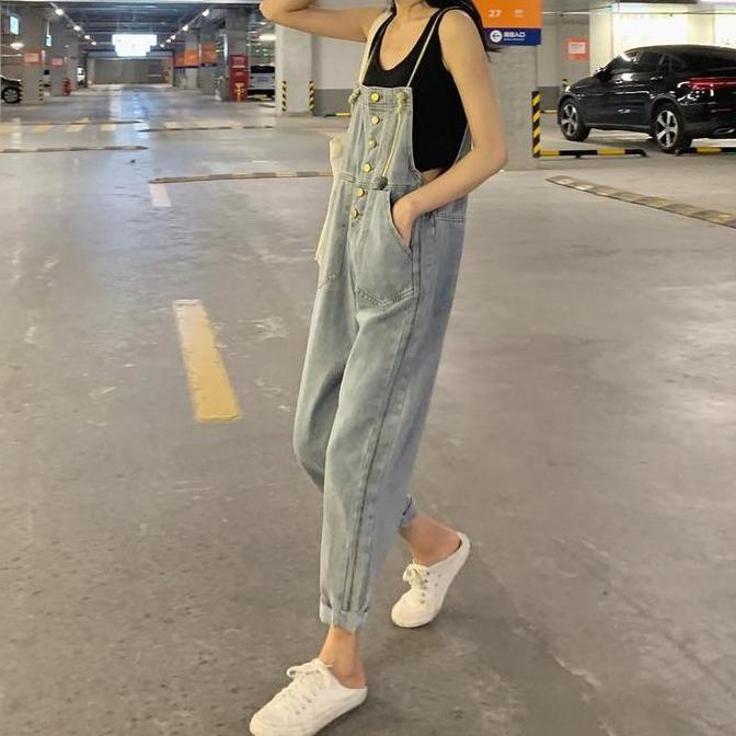 DS68 >> 0051 Overall Celana Kulot Denim Wanita Korea