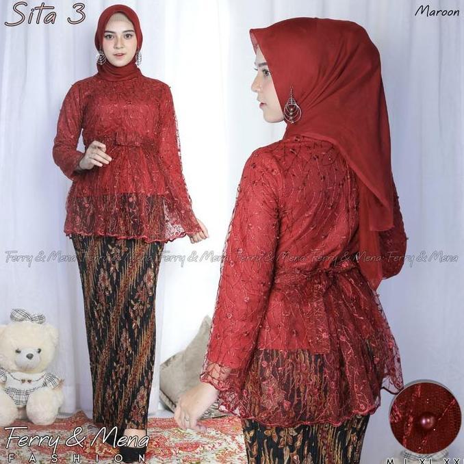 DS148 >> Setelan Kebaya sita tulle Remaja Kebaya Pesta wisuda Modern Style hijab Setelan Kebaya sita