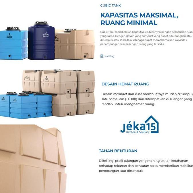 Ready Toren Penguin TE 100 | Tangki Air Kotak / Cubic Tank - Kapasitas 1000 Liter