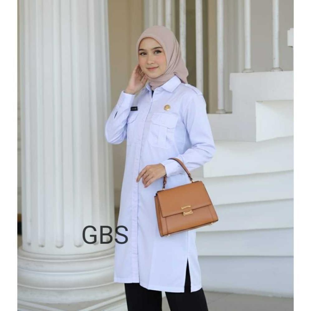 PAKET HEMAT TUNIK PDH WANITA PUTIH POLOS BAHAN AMERIKAN DRILL TEBAL ADEM DAN HALUS/ SERAGAM PUTIH AS