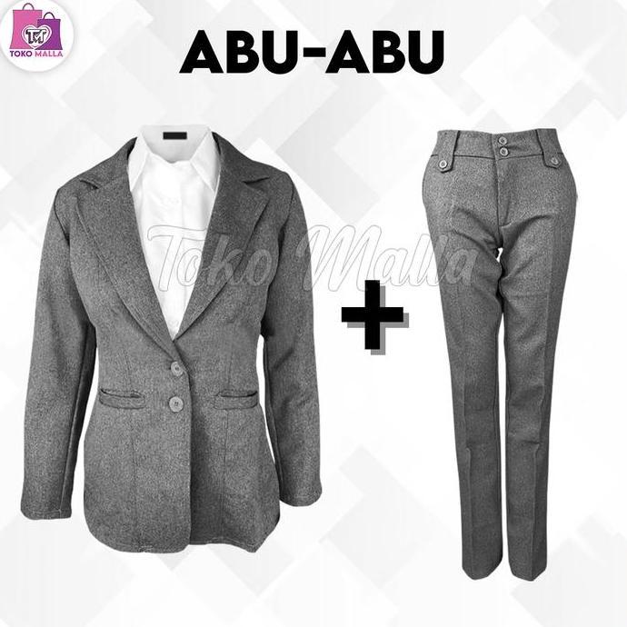 DY53 >> Setelan Blazer Set Wanita Satu SET BLAZER & CELANA Formal MODEL KANCING PINGANG Blezer Hitam