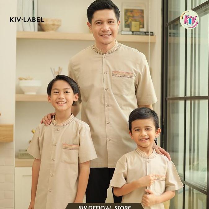 KIV Sarimbit Cream Bayanaka Series Lebaran Baju Muslim Raya Keluarga Family Set Couple Gamis Pasanga