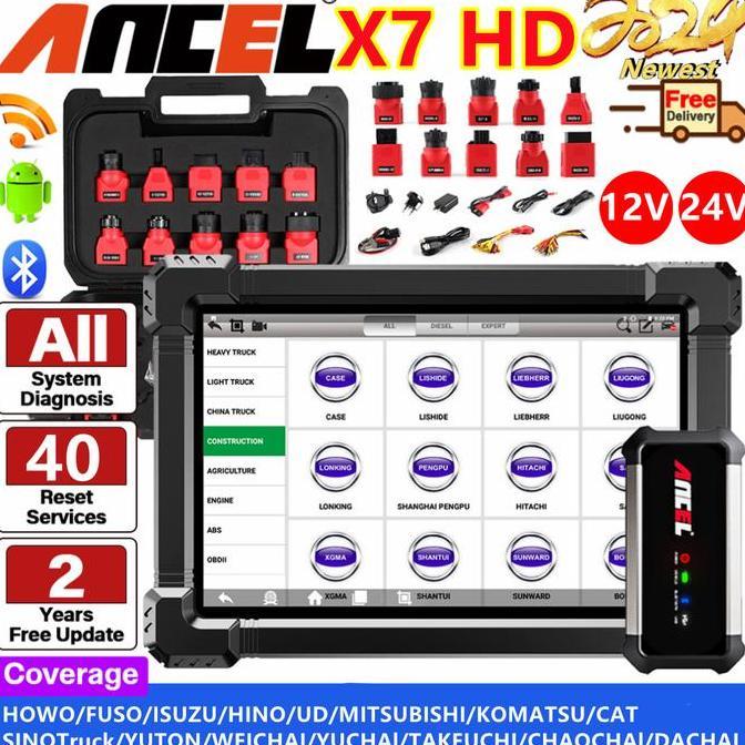 TOZANOKA ANCEL X7 HD 12V-24V OBD2 Scanner Alat Diagnostik Mobil dan Truk