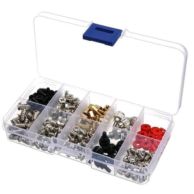 LOLOMY Baut Komputer 228Pcs Mur PC Screw Set Lengkap CPU Rakitan Box Sekrup Spacer Ring CMOS Case DV