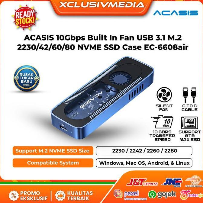 TERBARU - Acasis 10Gbps USB 3.1 M.2 NVMe SSD Enclosure Case EC-6608air