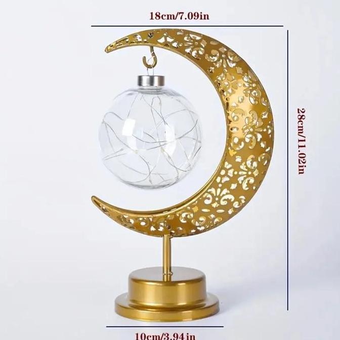 Lampu Lentera Bulan Bintang LED Warm White Dekorasi Hiasan LED Muslim Hiasan Idul Fitri Souvenir Ram