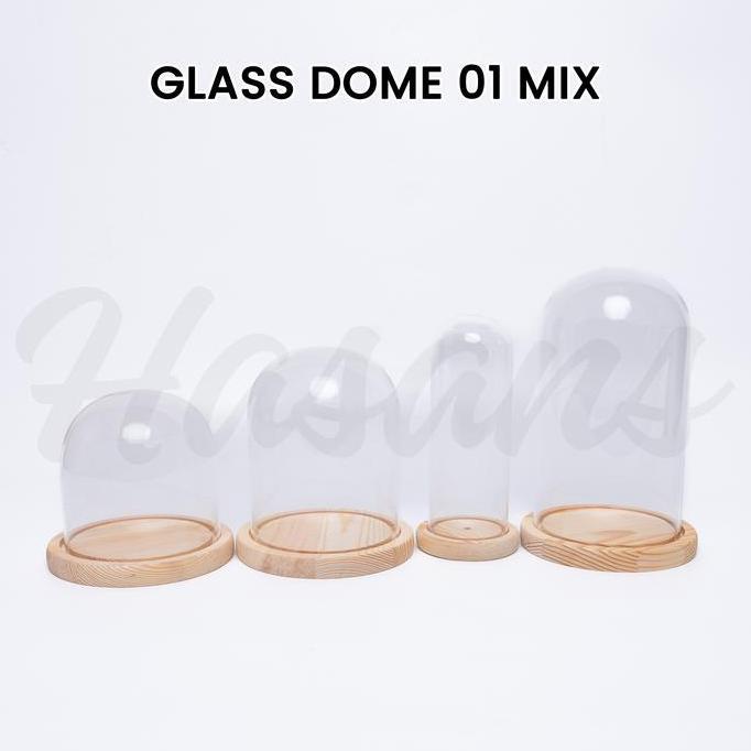 Flower Glass Dome Classic / Kubah Kaca Bunga / Kubah Display Kaca Transparan / Display Dome / Glass 