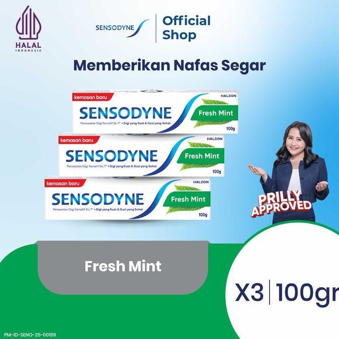 Sensodyne Toothpaste Pasta Gigi Sensitif Essensial Care Fresh Mint 3x100gr - TRIPLEPACK