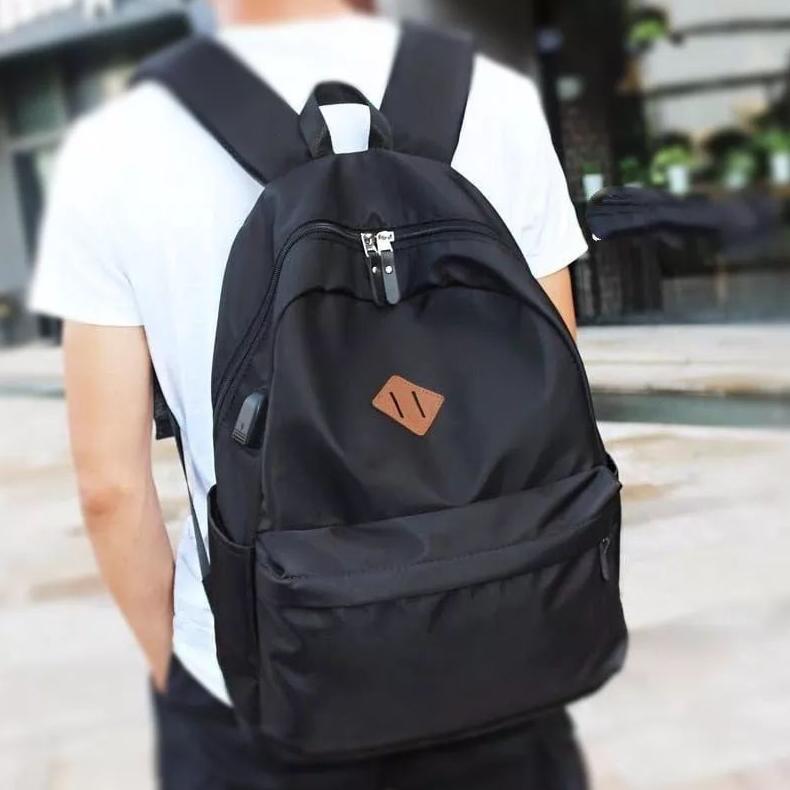 PREMIUM TAS RANSEL KOREA PRIA&WANITA POLOS TAS SEKOLAH/BACKPACK TAS RANSEL POLOS HITAM