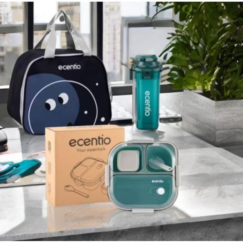 Ecentio Set Tas bekal kotak makan + Botol minum Tempat air minum + Kotak makan lunch Box Ecentio