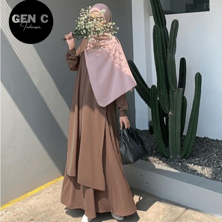 Murah  Baju One Set Tunik + Rok Jumbo | Setelan Malaysia Long Tunik Syar'I | Setelan Long Tunik Rok 