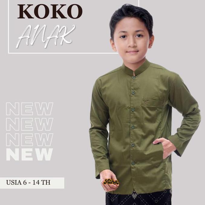 Baju Koko Anak Laki-Laki SD-SMP Baju Koko Anak Lengan Panjang Usia 5 - 15 tahun Motif Kombinasi Warn