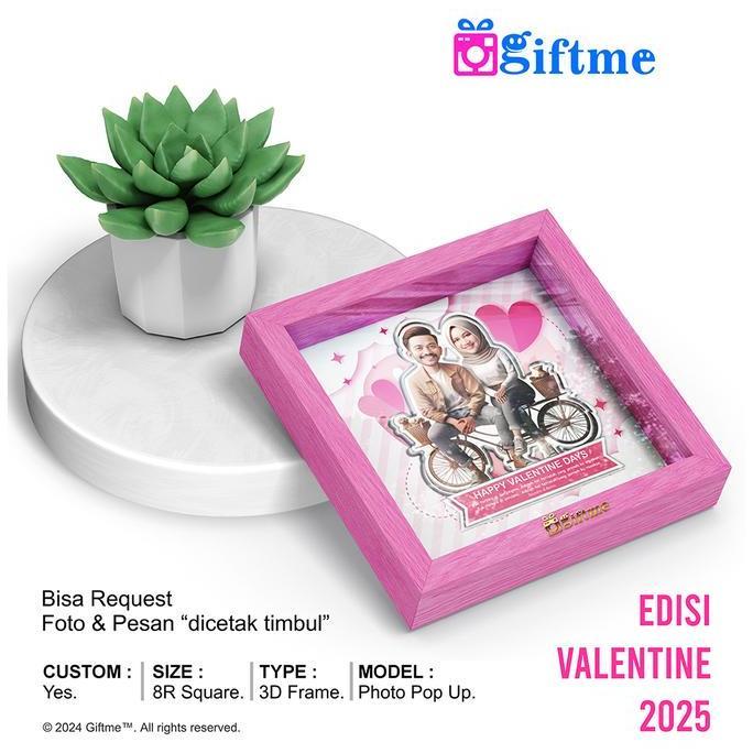 GIFTME Custom Foto Karikatur dengan Bingkai 3D dilengkapi Lampu LED