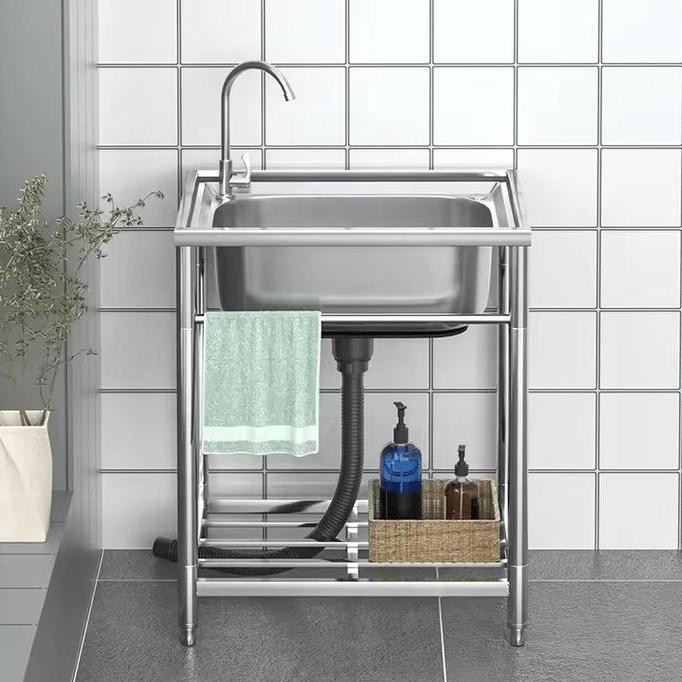 Jassminaa - Rangka Besi Meja Wastafel Portable Bracket Stainless Steel Kitchen Sink Bak Cuci Piring 