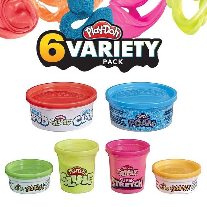 Ready PLAYDOH 6 VARIETY PACK SLIME CLOUD KRACKLE SUPER STRETCH FOAM PLAY-DOH murah
