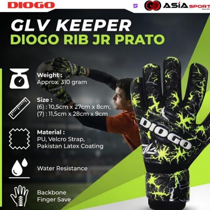 Sarung Tangan Kiper Diogo Junior Prato | Glove Keeper Junior | Sarung Tangan Kiper Bola Anak