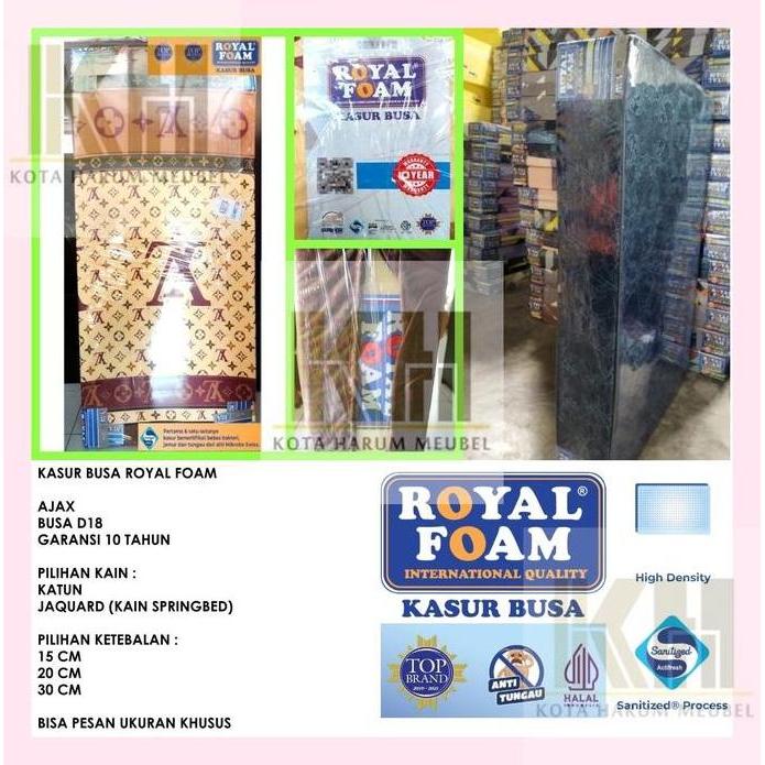 kasur busa royal foam ajax d 16 d16 d 18 d18 tebal 14 cm 15 cm 20 cm 30 cm 200x90 90x200 200x90x15 c