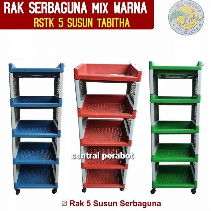 RAK PLASTIK SERBAGUNA 5 SUSUN + RODA TABITHA RSTK 5 SUSUN RAK SALON