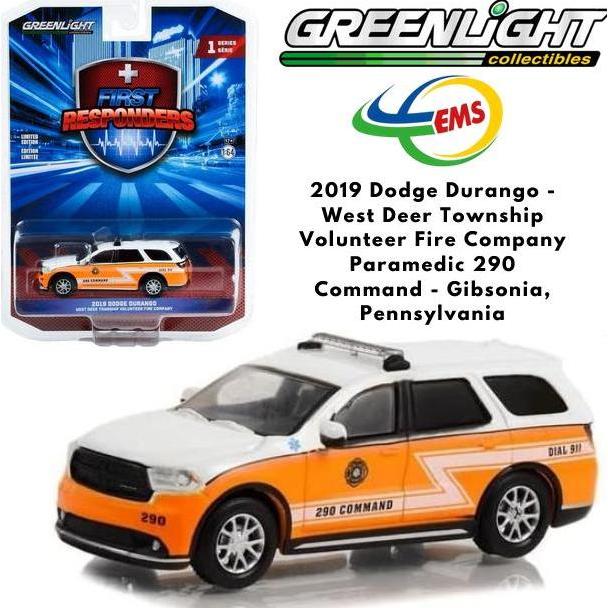 67040-D - Greenlight 1/64 2019 Dodge Durango - West Deer Township Volunteer Fire Company Paramedic 2