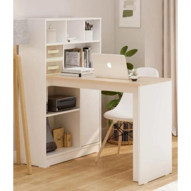 Meja belajar kerja tulis rak lemari buku besar putih BANDUNG