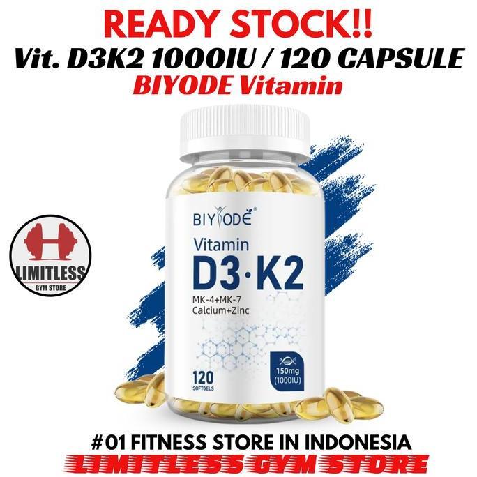 USA Vitamin D3 1000IU + K2 150mcg - 120 Capsules D3K2 1000 iu
