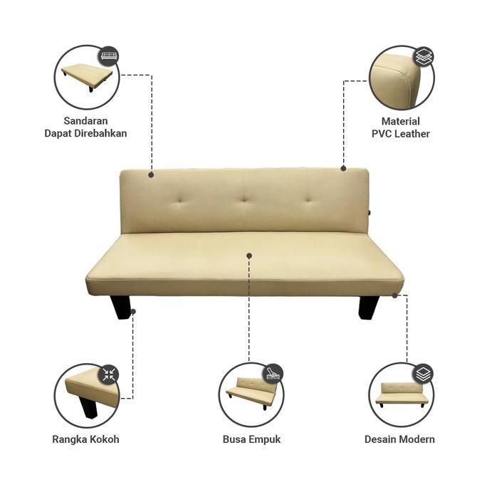 INFORMA OAKLAND SOFA BED KULIT - COKELAT CAPPUCCINO