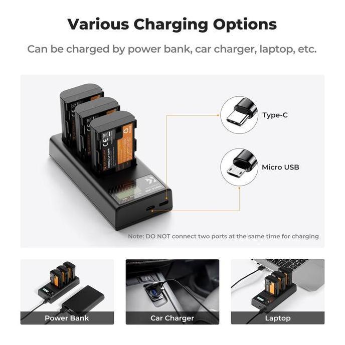 tokomasdedet9 - K&F KF KNF Canon LP-E6/LP-E6NH Battery and 3-Slot Charger, 3-Pack Replacement Batter