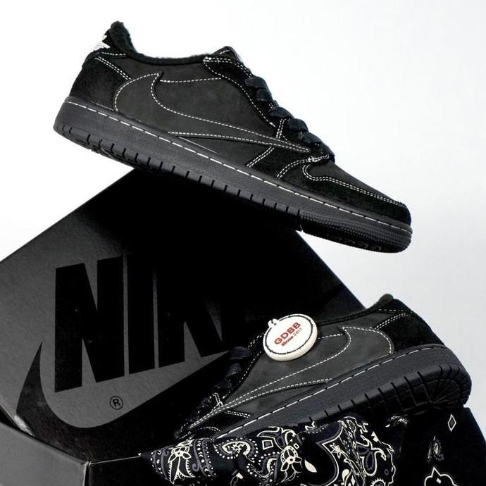 Air Jordan 1 Low Travis Scott Black Phantom Allblack Fullblack