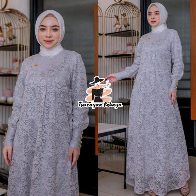 Miliki Gamis Brokat Tangan Kancing/ Gamis Brokat/ Kebaya Gamis/ Kebaya Modern