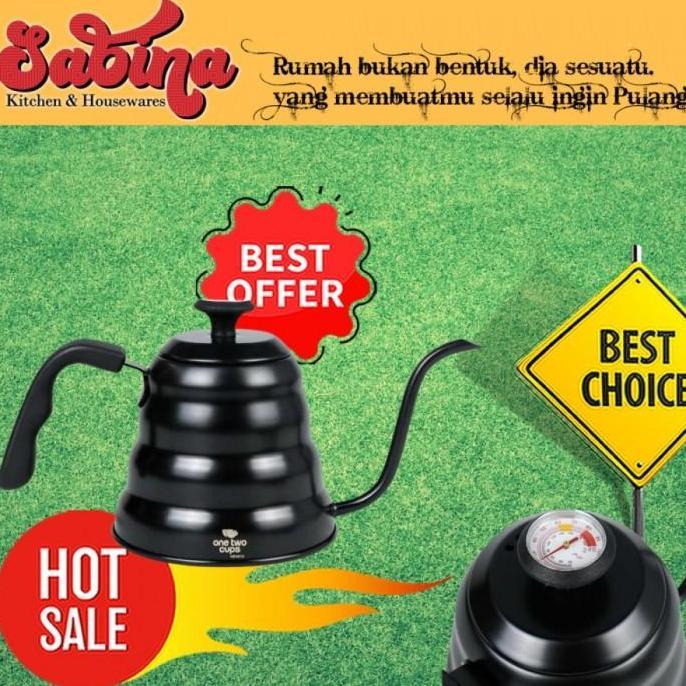 MARKVUN Teko Kopi Stainless Leher Angsa Drip Tip Kettle with Thermometer