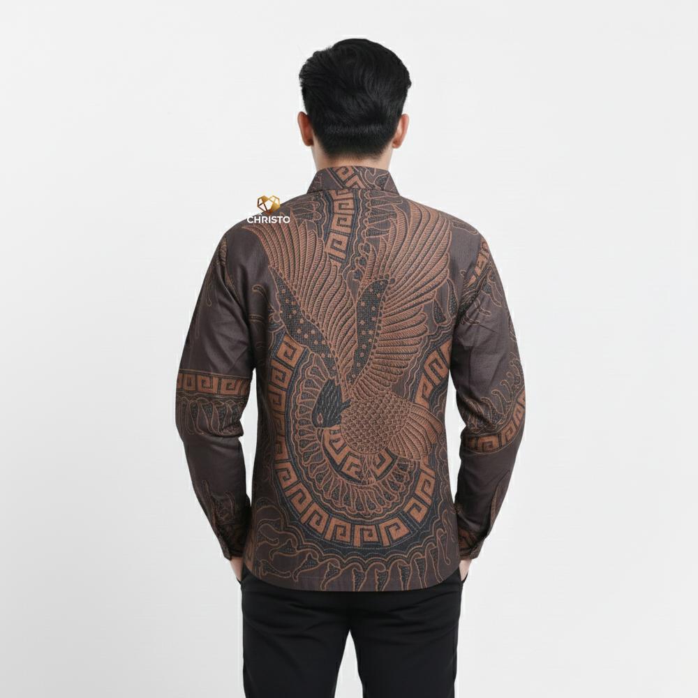 FREE ONGKIR KEMEJA BATIK PRIA BAJU LENGAN PANJANG SLIMFIT LAPIS FURING BATIK CHRISTO 1250 BAHAN KATU