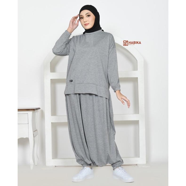 PROMO TERBARU Setelan Kaos Olahraga wanita kaos+rok celana 1 set Lengan Panjang syari bahan double s