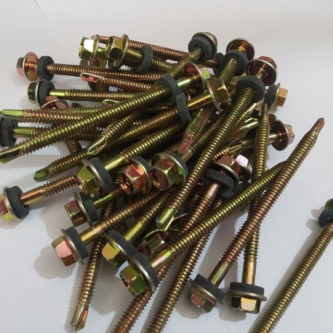 Ready Baut Roofing Zollo 12 x 70 mm Sekrup Baja Ringan Sekrup Asbes 50 Pics