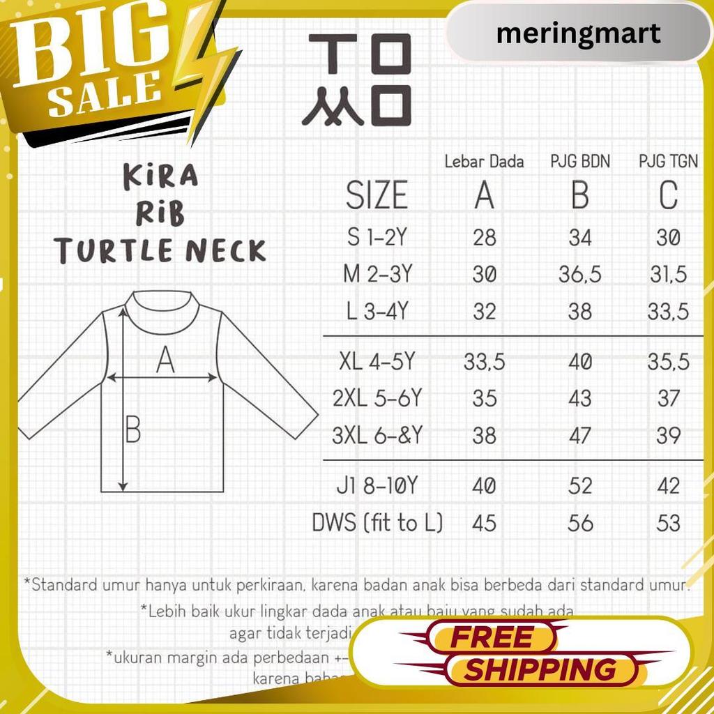 Turtle Neck Kira Rib Anak Kaos Panjang 1-9 Tahun Siap Kirim