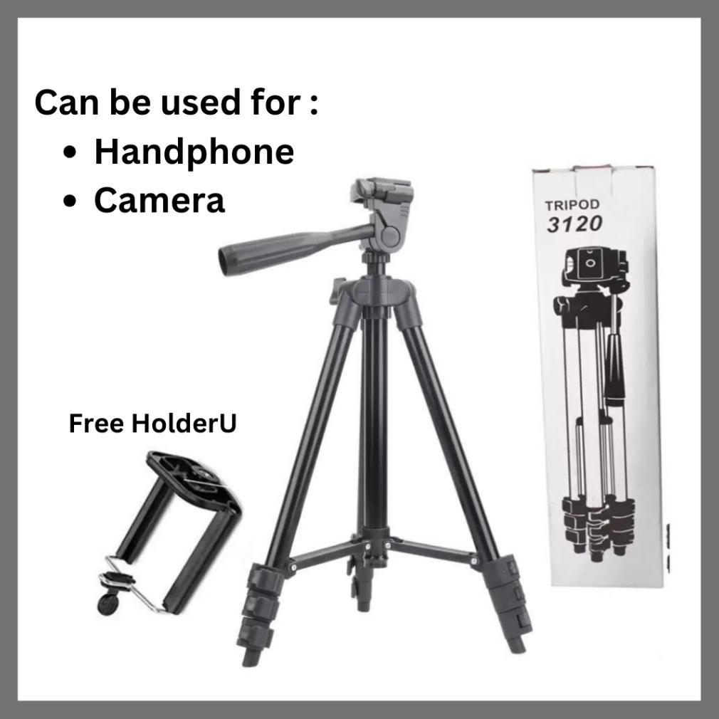 BESTPROMO Tripod 3120 Tinggi1 Meter With Hp Stabilizer Stand Holder Handphone, Camera Konten Kreator