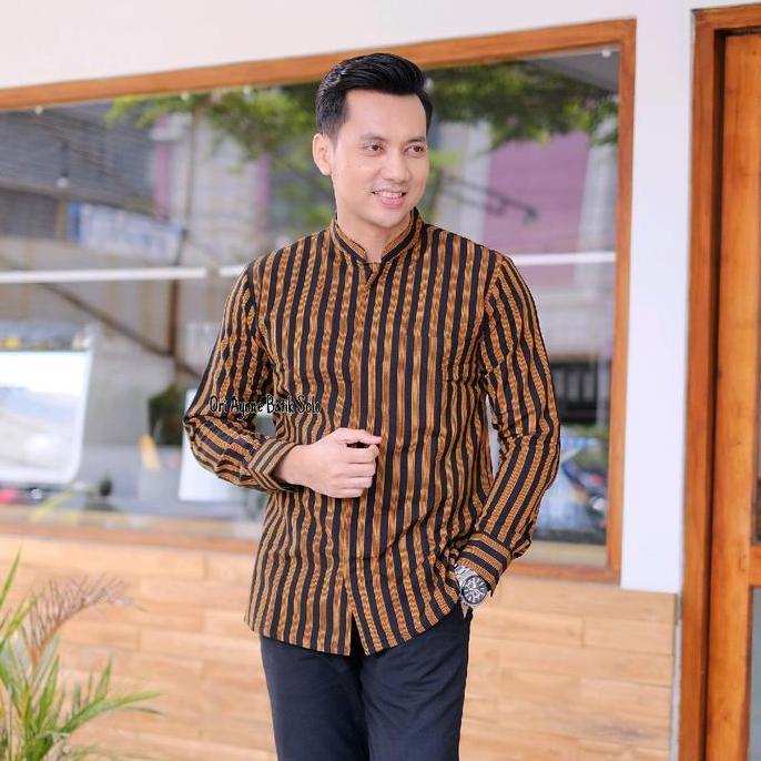 Kemeja lurik salur exclusive pria terbaru 2023 baju lurik lengan panjang mewah baju lurik kerah koko