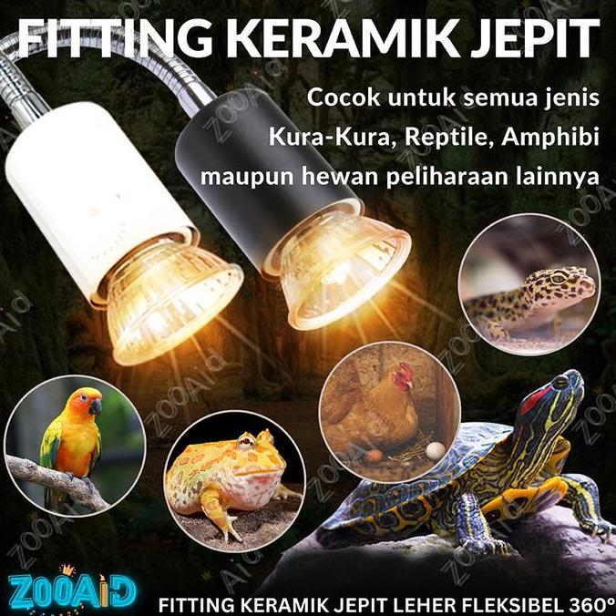 FITTING LAMPU KERAMIK JEPIT CERAMIC FITTING DIMMER ON/OFF LEHER PANJANG PENDEK REPTIL REPTILE