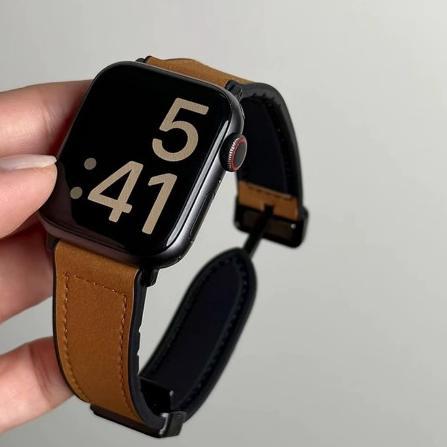 PROMO TERBARU Silicone Leather Strap for Apple Watch SE Ultra 3 2 49mm Iwatch Series 11 10 9 8 7 6 5