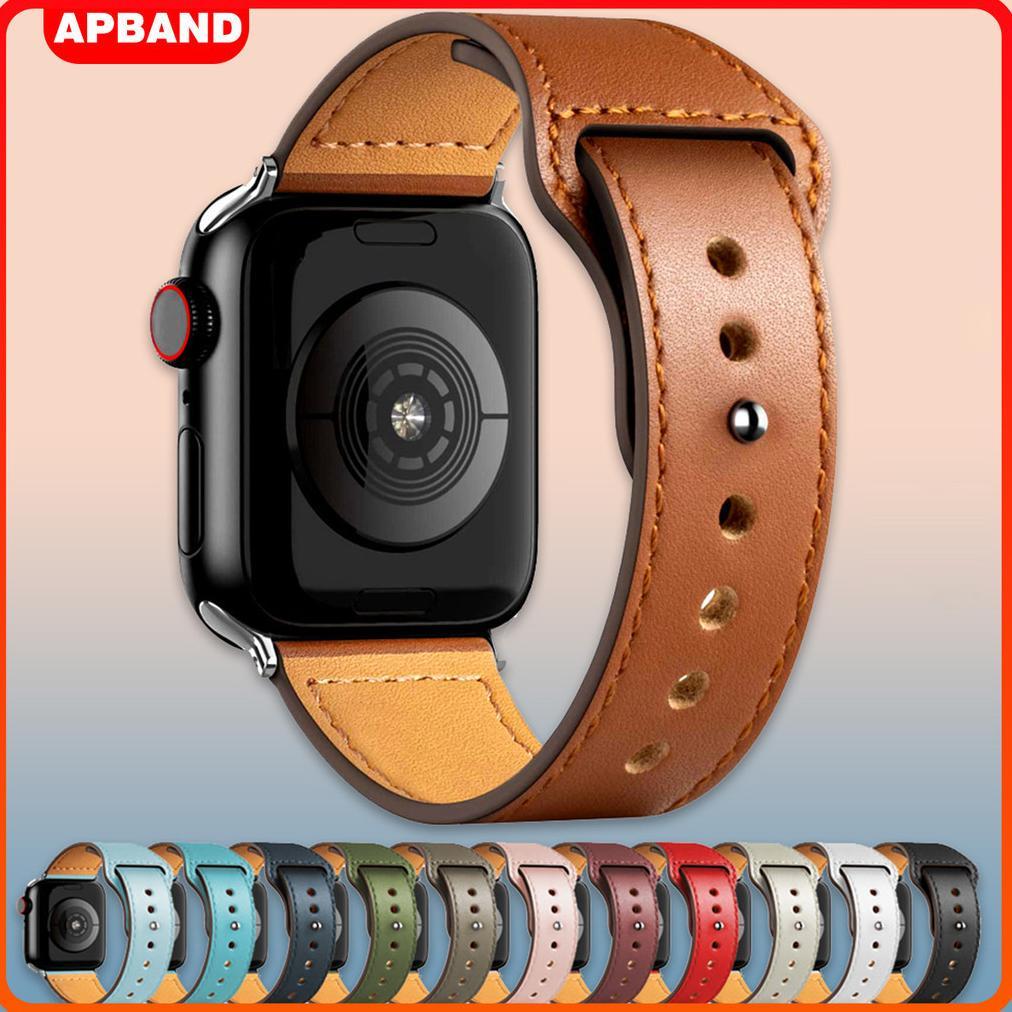 CUCI GUDANG Leather Strap for apple Watch Ultra 3 2 49mm Single Tour Ring Accessories Bracelet Belt 