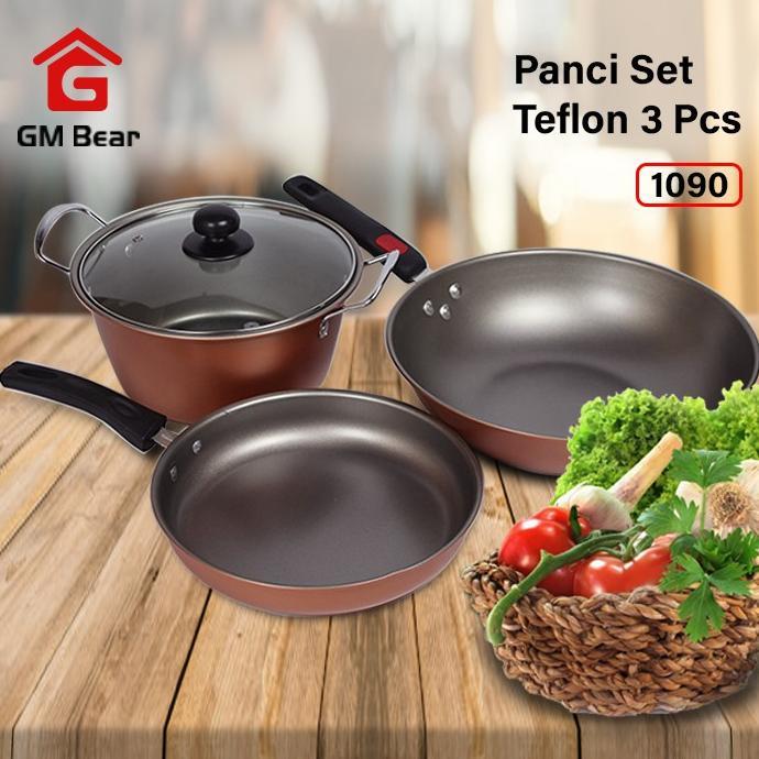 Gsf Panci Teflon Get 3 1 Set/ Satu Set Teflon/ Panci Teflon Set 3in1 new anti lengket