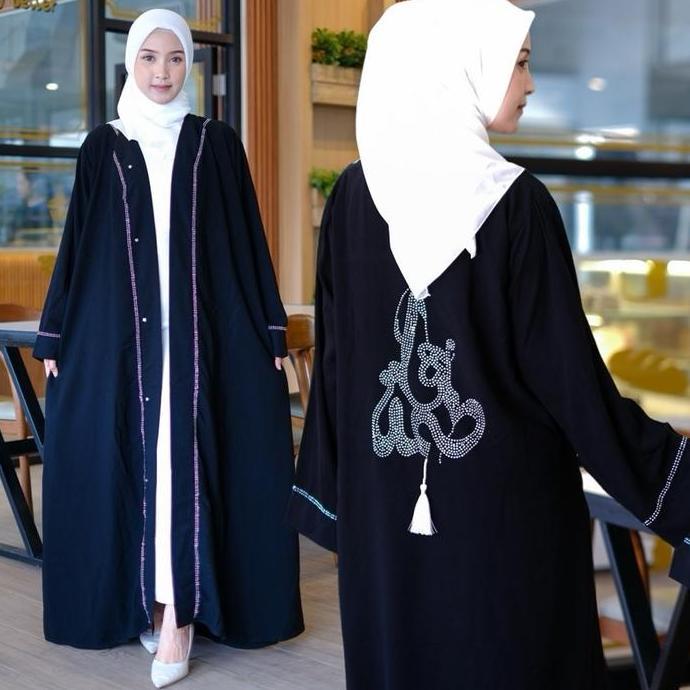 Hot Promo, Abaya Mata Mata Fatimah Outer Gamis Hitam Pekat Jetblack Saudi Polos Muslim Wanita Syari 