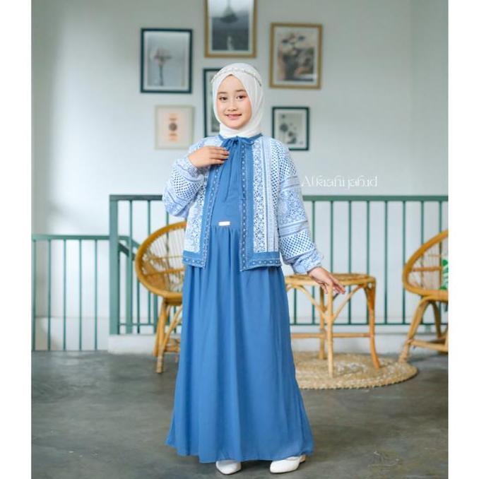 Andin Gamis Abaya Anak Remaja Tanggung Usia 6-14 Tahun Bahan Ceruti Babydoll Mix Payet Baju Ceruty D