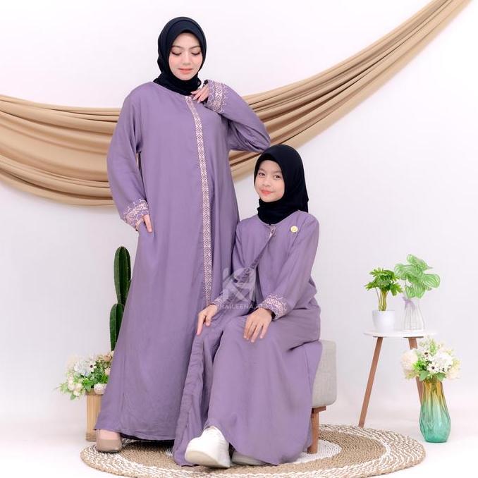 Madina Gamis Couple Ibu Anak Perempuan Remaja Tanggung Simple Elegant Aplikasi Bordir Allshop