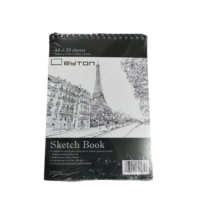 LEYTON SPIRAL WATERCOLOR SKETCH BOOK A5/A4 180GSM 30LEMBAR KODE 839