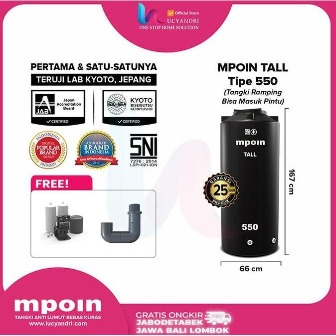 Terjangkau Tangki Air Mpoin Plus 550 Tall Toren Tandon 500 Liter Model Ramping