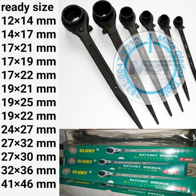 GLORY KUNCI RING RACHET SIZE 36 x 41 MM - DOUBLE RATCHET SCAFFOLDING kunci  ratchet  scaffolding