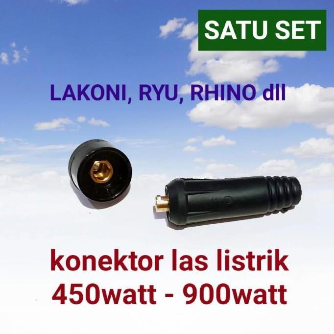 Konektor soket kabel las listrik LAKONI RYU set male female welding