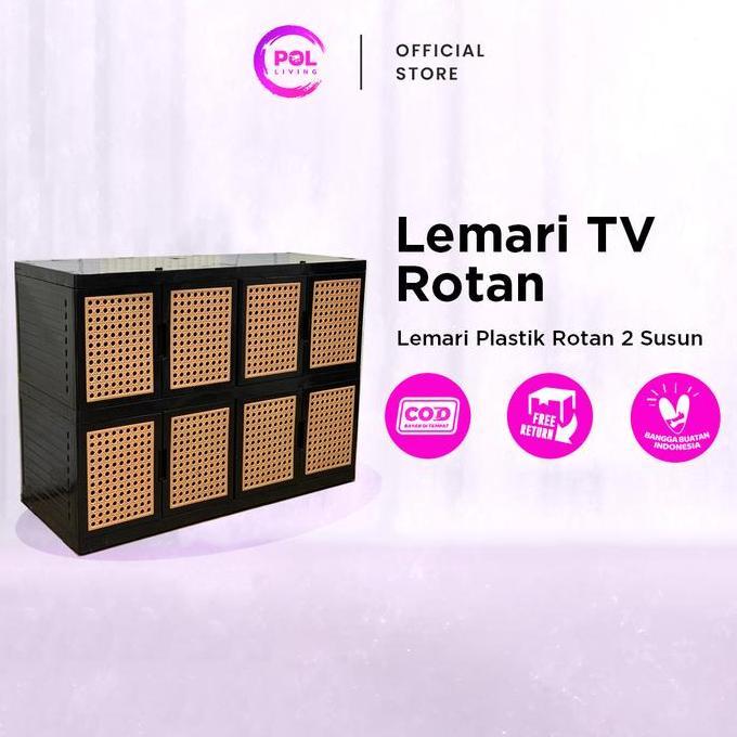 POL - Lemari TV Serbaguna Rotan Plastik 2 Susun