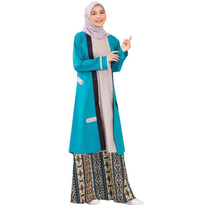 Dress Gamis Wanita Muslim Terbaru Kombinasi Batik  Lg 729 Katun Premium Quality Merah Nyaman Outer K